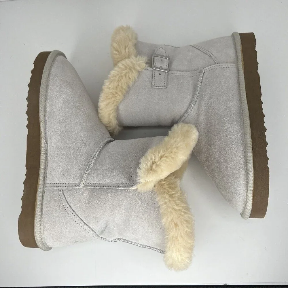 Style & Co. Cold Weather Boots Womens Size 8 Lt Gray Faux Suede Faux Fur Lined